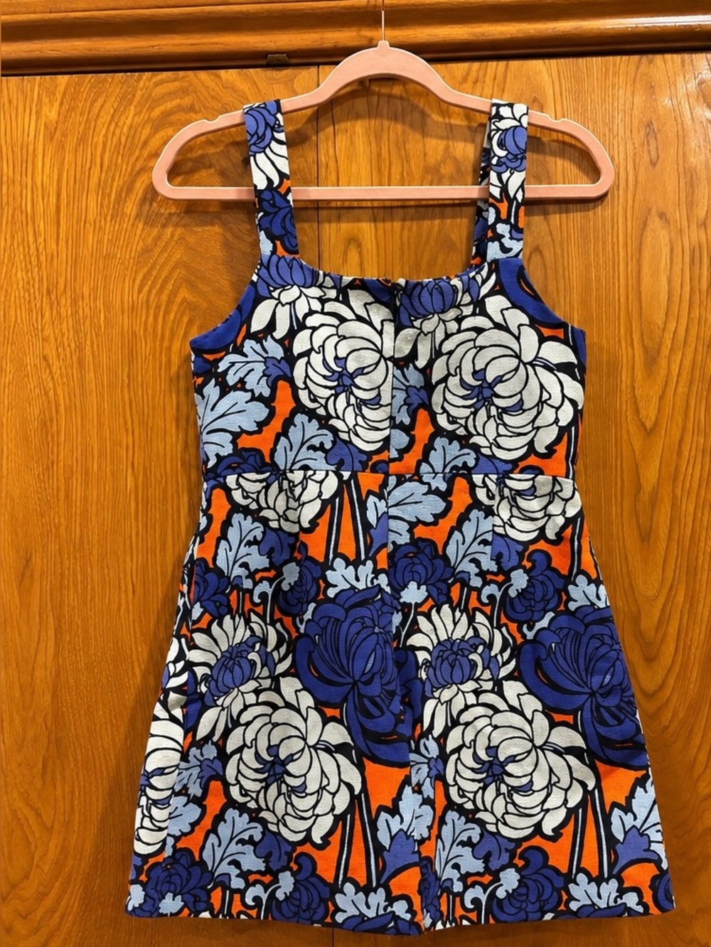 TOPSHOP Floral Mini Dress Blue Orange Navy White Sleeveless US 8 NWOT